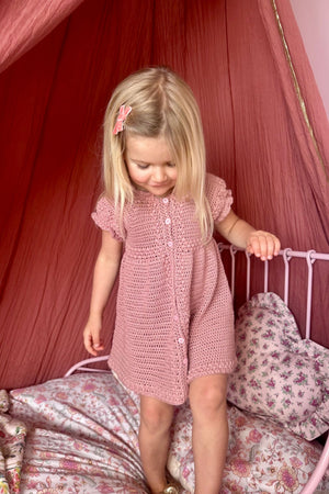 toddler crochet flutter-sleeve dress - ivory Ethel Fancy Pinafore in Antique Ivory Only Little Once