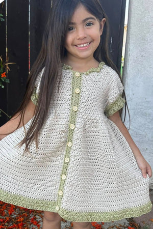 Delphine Dress Crochet Pattern PDF | Baby & Children’s Puff Sleeve Dress