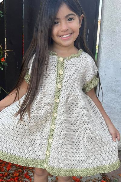 Delphine Dress Crochet Pattern PDF | Baby & Children’s Puff Sleeve Dress