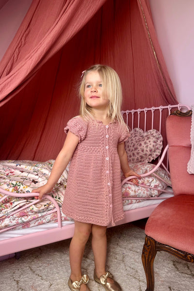 Delphine Dress Crochet Pattern PDF | Baby & Children’s Puff Sleeve Dress
