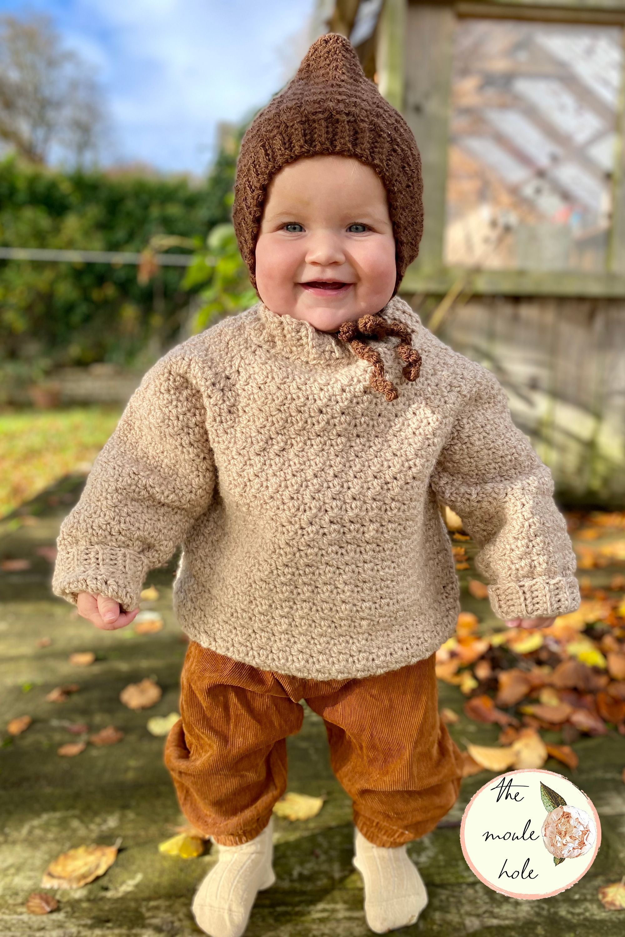 Hole-knit Sweater - Natural white - Kids